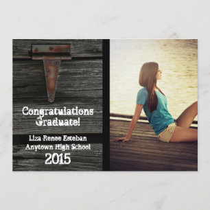 Anuncio de graduación de foto de 2015 de madera y