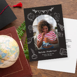 Anuncio de graduación de foto de arco negro dibuja