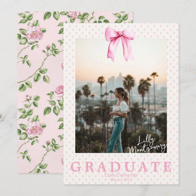 Anuncio de graduación de foto de Coquette Cottagec (Anverso / Reverso)