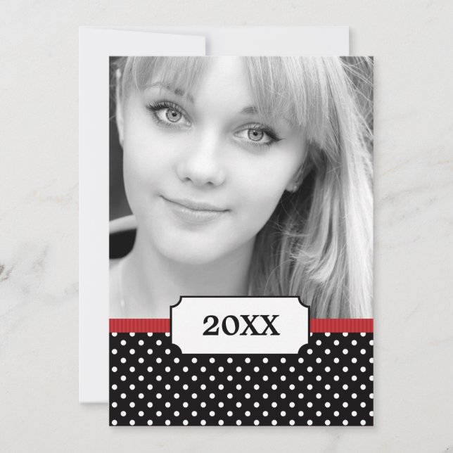Anuncio de graduación de foto de lunares con clase (Anverso)