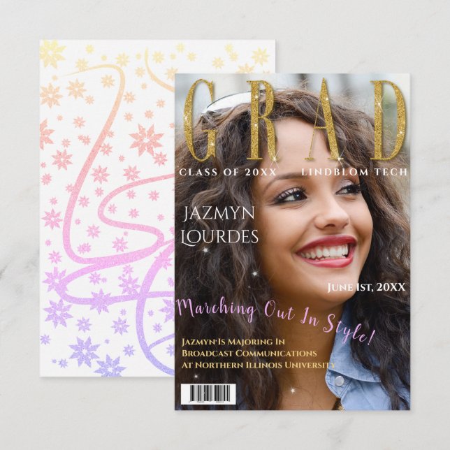 Anuncio de graduación de foto de portada de la rev (Anverso / Reverso)