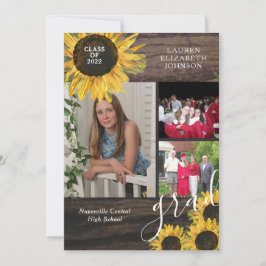 Anuncio de graduación de foto de Rustic Sunflower 
