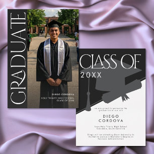 Anuncio de graduación de foto en blanco y negro mo