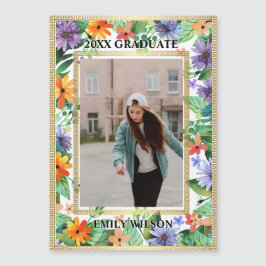 Anuncio de graduación de foto floral de la promoci
