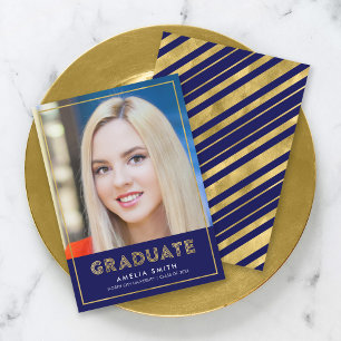 Anuncio de graduación de foto geométrica dorada az