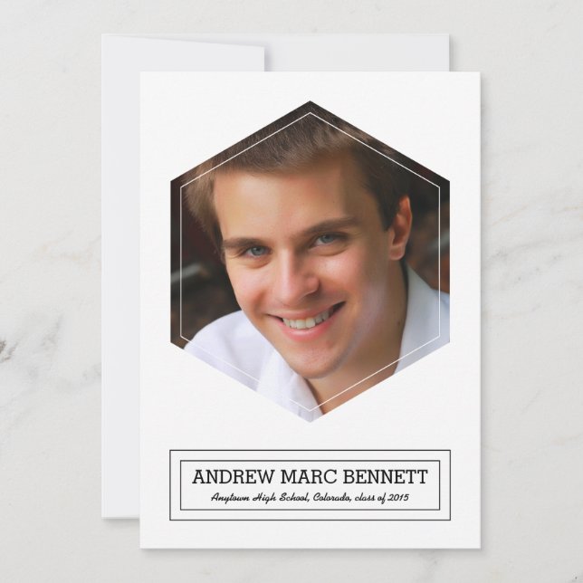 Anuncio de graduación de foto hexágono moderno 1 (Anverso)