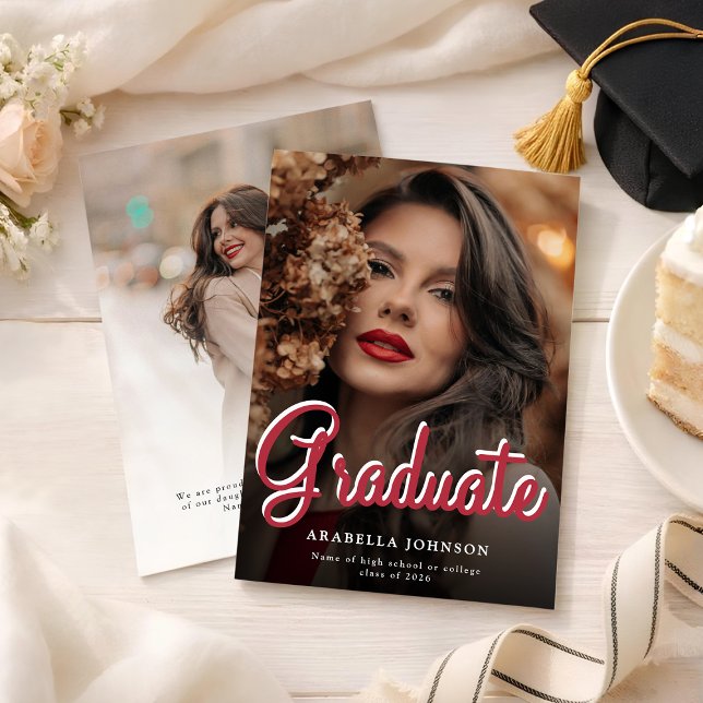 Anuncio de graduación de foto moderna a dos caras (Subido por el creador)