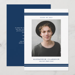 Anuncio de graduación de foto moderno con rayas cl