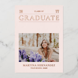 Anuncio de graduación de foto moderno en rosa oro