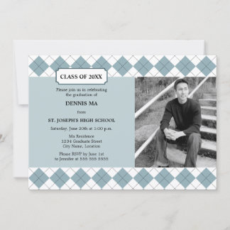 Anuncio de graduación de foto preppy argyle