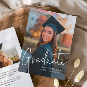 Anuncio de graduación de foto simple con guión mod