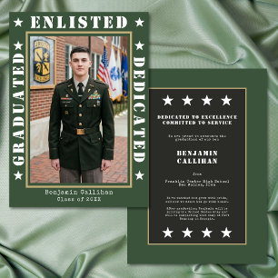 Anuncio de graduación de foto verde militar