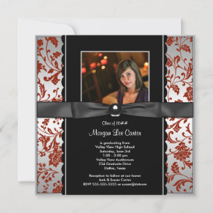 Anuncio de graduación de fotos en rojo y negro