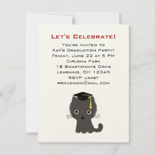 Anuncio de graduación de gatito gris