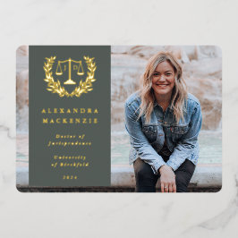 Anuncio de graduación de JD Law Scales con papel d