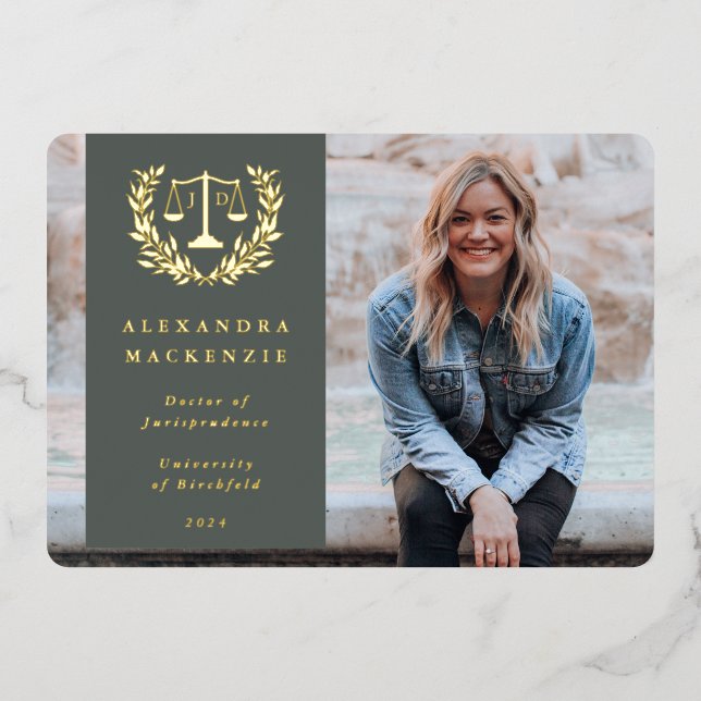 Anuncio de graduación de JD Law Scales con papel d (Anverso)