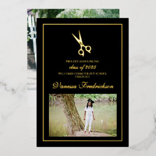 Anuncio de graduación de la escuela de cosmetologí