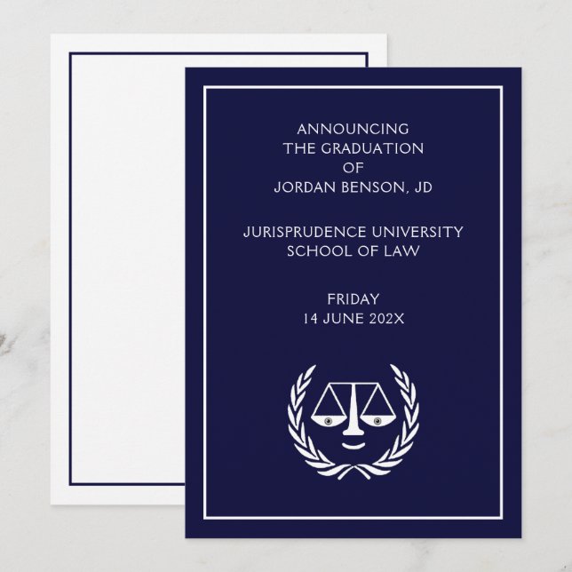 Anuncio de graduación de la facultad de derecho (Anverso / Reverso)