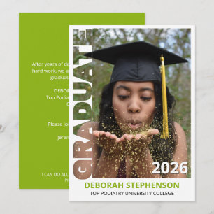 Anuncio de graduación de la foto de la clase verde