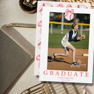 Anuncio de graduación de lazo de béisbol Coquette