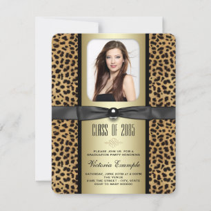 Anuncio de graduación de Leopardo Negro y Dorado