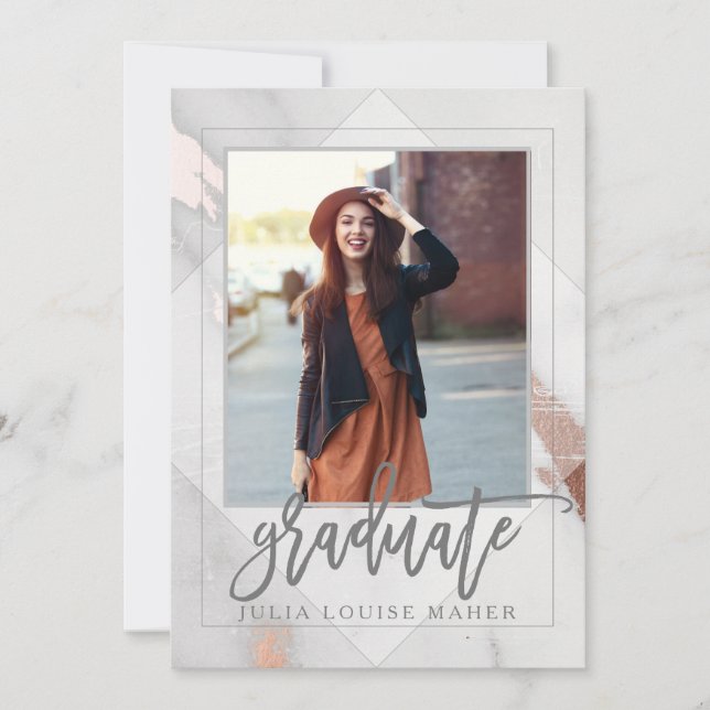 ANUNCIO DE GRADUACIÓN DE MÁRMOL Y ORO ROSA (Anverso)