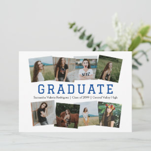 Anuncio de graduación de ocho fotos con ángulo azu