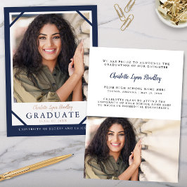 Anuncio de graduación de papel de aluminio azul ma