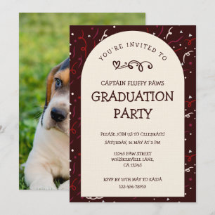 Anuncio de Graduación de Perro Invitación Black Ch