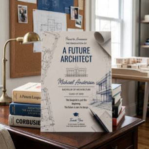Anuncio de graduación de plano de arquitecto futur