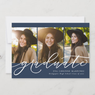 Anuncio de graduación de posgrado con tres fotos e