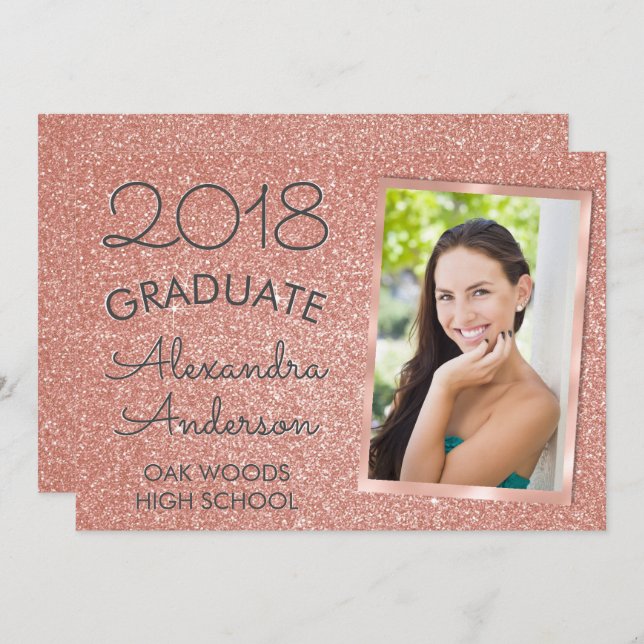 Anuncio de graduación de Purpurina de Oro Rosa