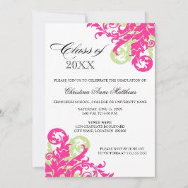 Anuncio de graduación de remolino rosa y verde