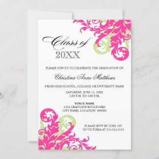 Anuncio de graduación de remolino rosa y verde
