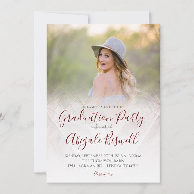 Anuncio de graduación de rosa geométrica moderna c (Anverso)