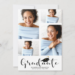 Anuncio de graduación de secundaria con 4 fotos