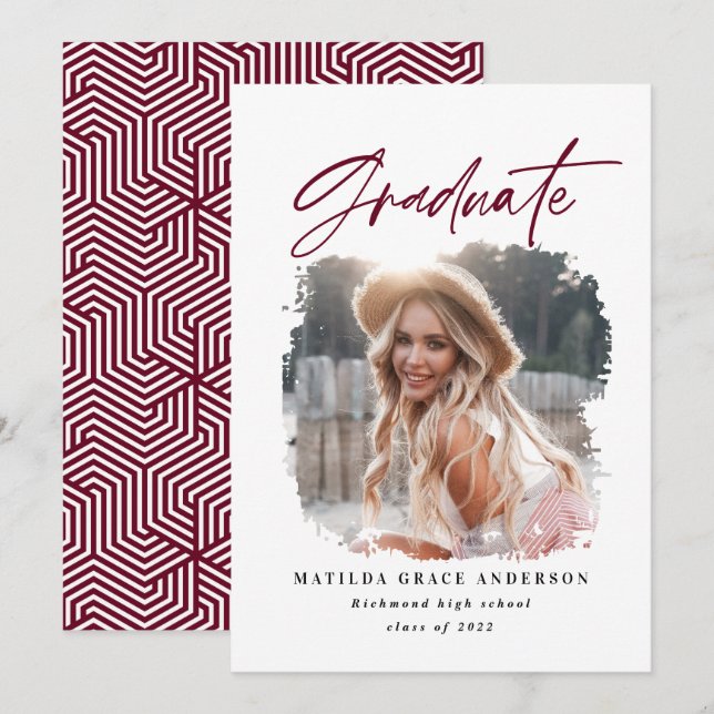 Anuncio de graduación de tipografía de foto geomét (Anverso / Reverso)