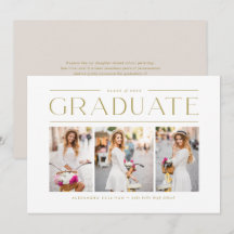 Anuncio de graduación de tres fotos con tipografía
