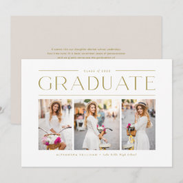 Anuncio de graduación de tres fotos con tipografía