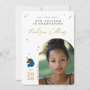 Anuncio de Graduación de Unicornio Afro Azul