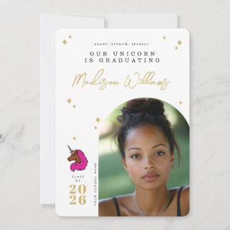 Anuncio de graduación de Unicornio Afro Rosa Oscur