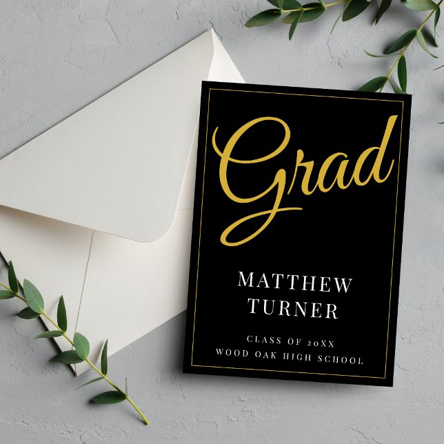 Anuncio de graduación dramático negro dorado (Subido por el creador)