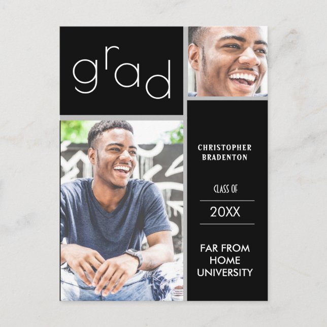 Anuncio de graduación dual en negro (Anverso)