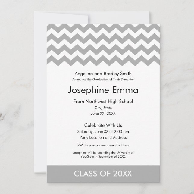 Anuncio de graduación e invitación - Chevrons (Anverso)
