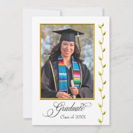 Anuncio de graduación elegante con hiedra dorada
