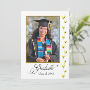 Anuncio de graduación elegante con hiedra dorada