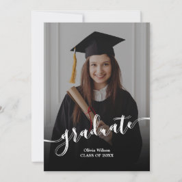 Anuncio de graduación elegante en blanco y negro