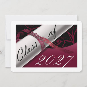 Anuncio de graduación en burgundy y blanco