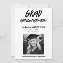 Anuncio de graduación en negro y blanco moderno