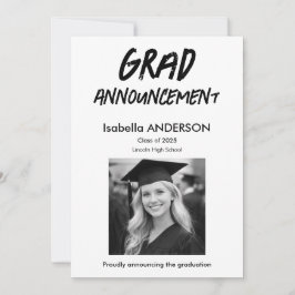 Anuncio de graduación en negro y blanco moderno